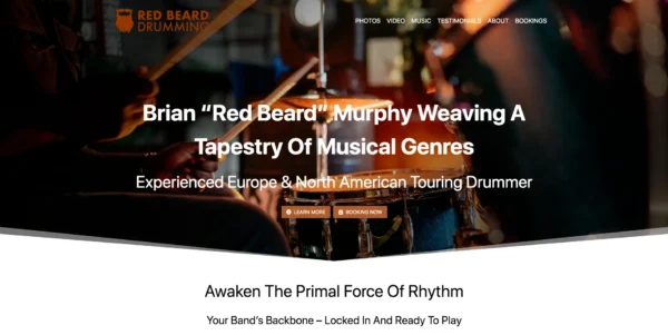 Red Beard Drumming Web Design - Hamilton Indie Music
